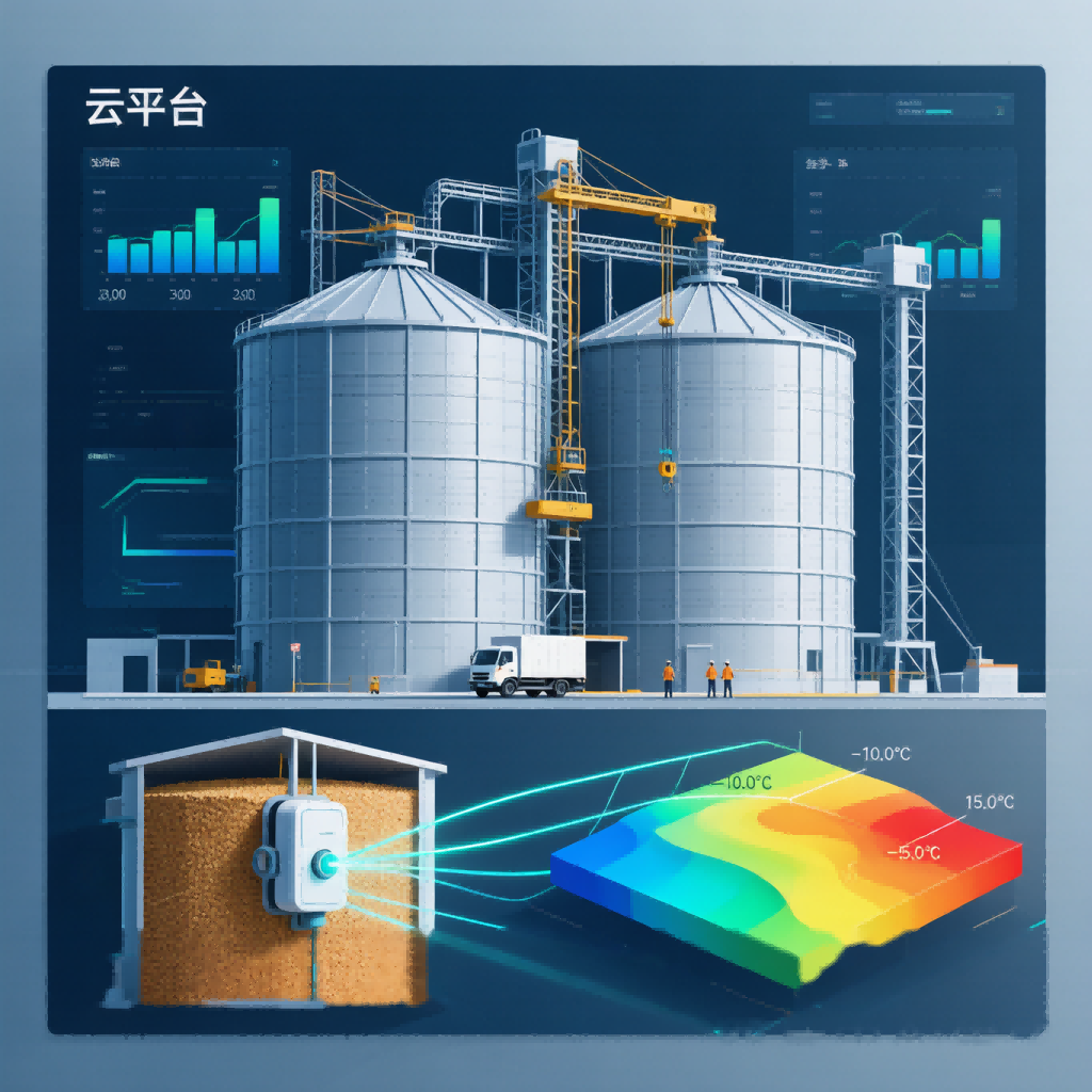 粮食温度监测系统全景图 - 筒仓3D温度分布